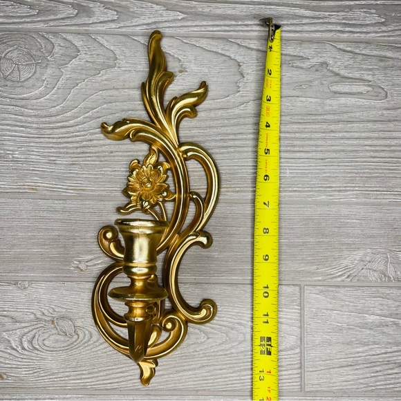 Vintage  MCM Syroco Homeco Gold Wall Candle Sconces wall art - Picture 3 of 3
